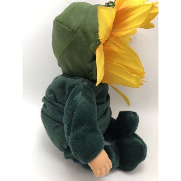 Anne Geddes 7” Sunflower Baby Doll Especially Kids Co. Unimax 1999 Green Yellow - Picture 8 of 8